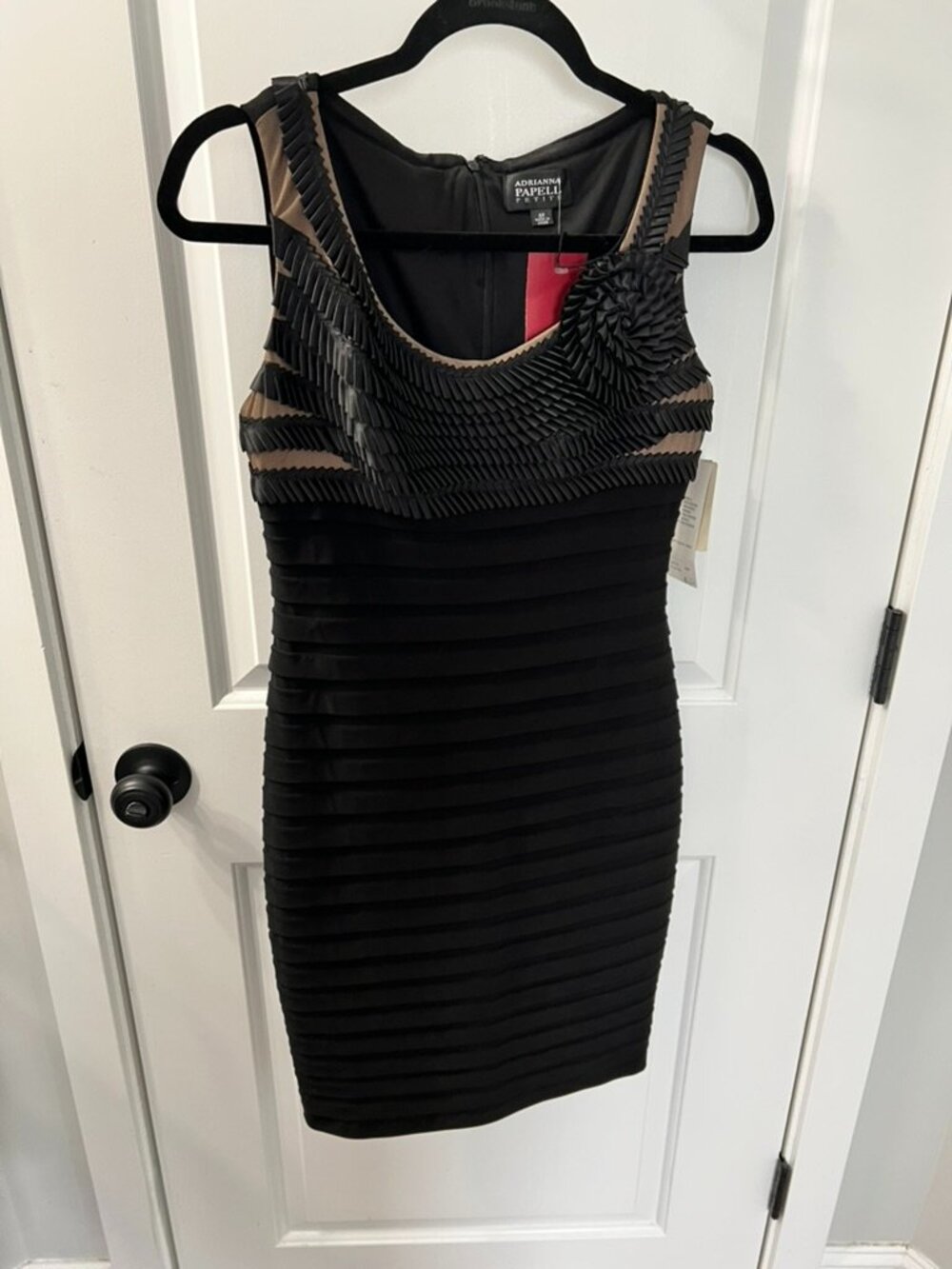 Adrianna Papell Petite Black Ribbon Rosette Cocktail Dress Size 6P NWT